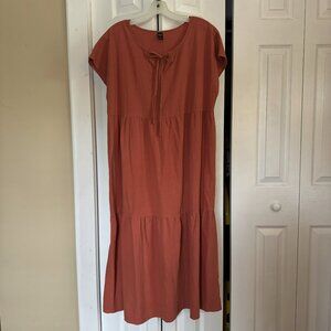 Emery Rose Rust Color Cap-Sleeve 100% Cotton Dress Size Large